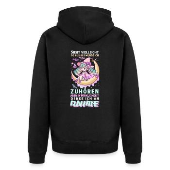 Anime Manga Kawaii Girl Creepy Cute - Unisex Premium Bio Zip Hoodie - Schwarz - Hinten - Nico (187cm)