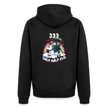 333 Only Half Evil Creepy Cute Death Metal - Unisex Premium Organic Zip Hoodie - black - Back - Nico (187cm)