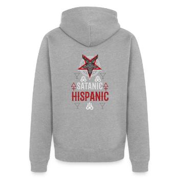 Satanic Hispanic Baphomet Occult - Unisex Premium Bio Zip Hoodie - Grau meliert - Hinten - Nico (187cm)
