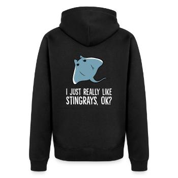 I Just Really Like Stingrays Ok? Funny Stingray - Unisex Premium Bio Zip Hoodie - Schwarz - Hinten - Nico (187cm)