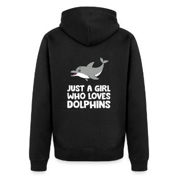 Juste une fille qui aime les dauphins Drôles de grands dauphins - Veste à capuche bio Premium Unisexe - noir - Dos - Nico (187cm)