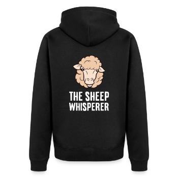 The Sheep Whisperer - Unisex Premium Organic Zip Hoodie - black - Back - Nico (187cm)