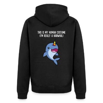Das ist mein menschliches Kostüm Ich bin wirklich - Unisex Premium Bio Zip Hoodie - Schwarz - Hinten - Nico (187cm)