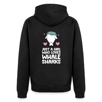 Nur ein Mädchen, das Walhaie liebt - Unisex Premium Bio Zip Hoodie - Schwarz - Hinten - Nico (187cm)