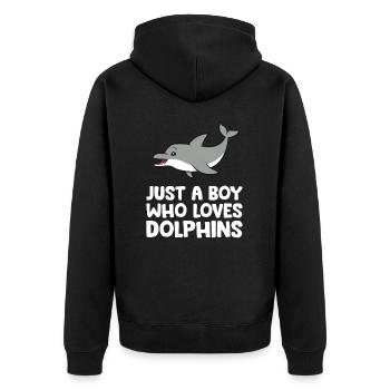 Juste un garçon qui aime les dauphins Grand dauphin - Veste à capuche bio Premium Unisexe - noir - Dos - Nico (187cm)