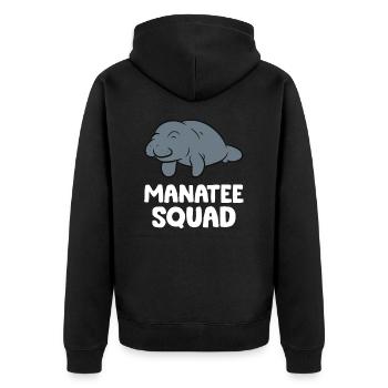 Manatee-Kader Team Manatee - Unisex Premium Bio Zip Hoodie - Schwarz - Hinten - Nico (187cm)