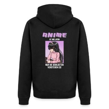 Anime Ist Wie Latein I Anime Girl - Unisex Premium Bio Zip Hoodie - Schwarz - Hinten - Nico (187cm)