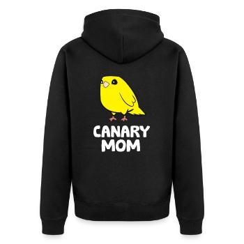 Gelber Kanarienvogel Kanarienmutter - Unisex Premium Bio Zip Hoodie - Schwarz - Hinten - Nico (187cm)