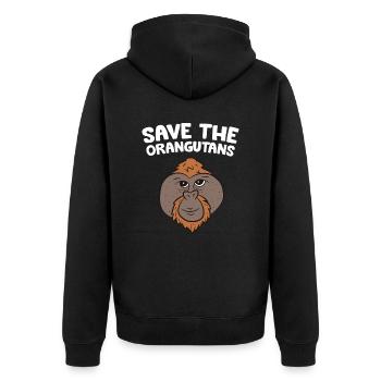Orangutans Lover Ape Wildlife Save The Orangutans - Unisex Premium Organic Zip Hoodie - black - Back - Nico (187cm)