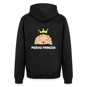 Pierogi Princess Mädchen Frauen Polnisch Pierogi - Unisex Premium Bio Zip Hoodie - Schwarz - Hinten - Nico (187cm)