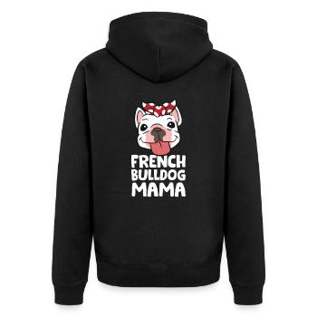 Frenchie Mom French Bulldog Dog French Bulldog - Unisex Premium Organic Zip Hoodie - black - Back - Nico (187cm)