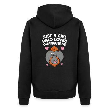 Juste une fille qui aime les orangs-outans - Veste à capuche bio Premium Unisexe - noir - Dos - Nico (187cm)