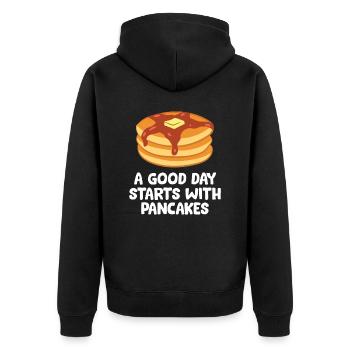 Une bonne journée commence avec des crêpes - Veste à capuche bio Premium Unisexe - noir - Dos - Nico (187cm)