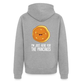 Amateurs de crêpes, je ne suis qu’à cause de la - Veste à capuche bio Premium Unisexe - gris chiné - Dos - Nico (187cm)