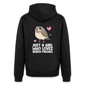 Juste une fille qui aime les pinsons zèbres - Veste à capuche bio Premium Unisexe - noir - Dos - Nico (187cm)