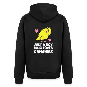 Just a Boy Who Loves Canaries Cute Canary Bird - Unisex Premium Organic Zip Hoodie - black - Back - Nico (187cm)