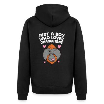 Juste un garçon qui aime les orangs-outans - Veste à capuche bio Premium Unisexe - noir - Dos - Nico (187cm)