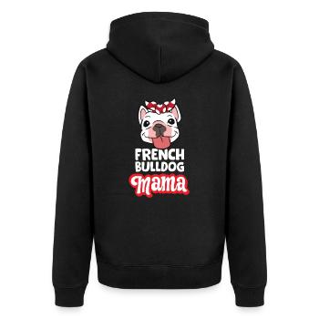 Frenchie Mama Französische Bulldogge Mama - Unisex Premium Bio Zip Hoodie - Schwarz - Hinten - Nico (187cm)