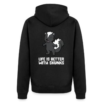 La vie est meilleure avec les mouffettes - Veste à capuche bio Premium Unisexe - noir - Dos - Nico (187cm)