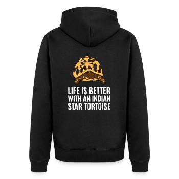 Das Leben ist besser mit indischen - Unisex Premium Bio Zip Hoodie - Schwarz - Hinten - Nico (187cm)