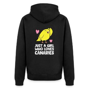 Just a Girl Who Loves Canaries Cute Canary Bird - Unisex Premium Organic Zip Hoodie - black - Back - Nico (187cm)