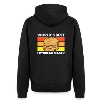 Frybread Baker Weltbester Frybread Maker - Unisex Premium Bio Zip Hoodie - Schwarz - Hinten - Nico (187cm)