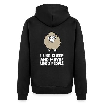 I Like Sheep And Maybe Like 3 People Funny Sheep - Unisex Premium Organic Zip Hoodie - black - Back - Nico (187cm)