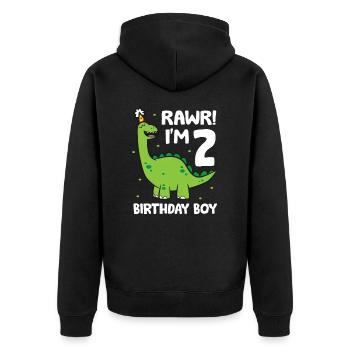 Rawr I'm 2 Dinosaurier Geburtstagskind 2. - Unisex Premium Bio Zip Hoodie - Schwarz - Hinten - Nico (187cm)