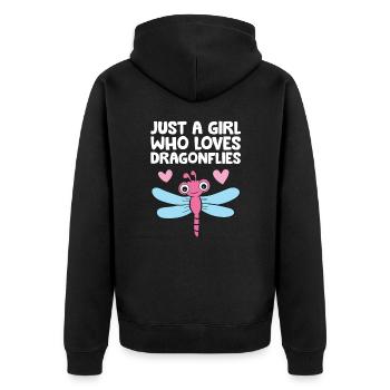 Nur ein Mädchen, das Libellen liebt - Unisex Premium Bio Zip Hoodie - Schwarz - Hinten - Nico (187cm)