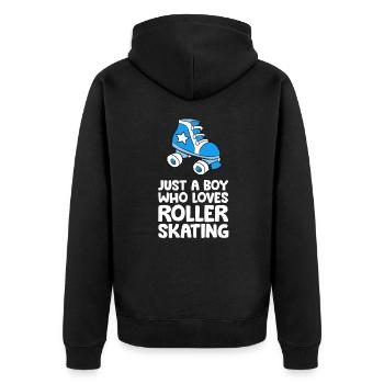 Nur ein Junge, der Rollschuhlaufen liebt - Unisex Premium Bio Zip Hoodie - Schwarz - Hinten - Nico (187cm)