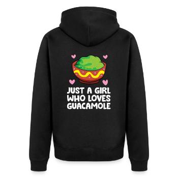 Nur ein Mädchen, das Guacamole liebt - Unisex Premium Bio Zip Hoodie - Schwarz - Hinten - Nico (187cm)