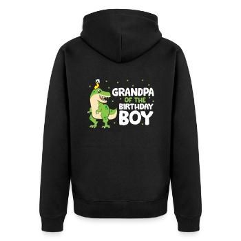 Opa des Geburtstagskindes - Unisex Premium Bio Zip Hoodie - Schwarz - Hinten - Nico (187cm)