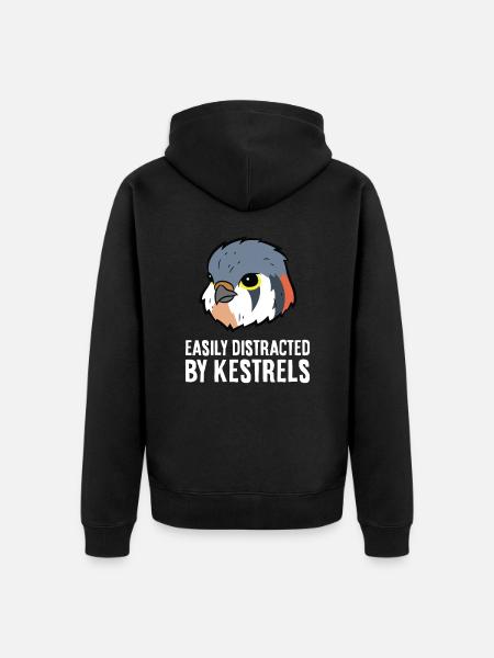 Easily Distracted By Kestrels - Unisex Premium Organic Zip Hoodie - black