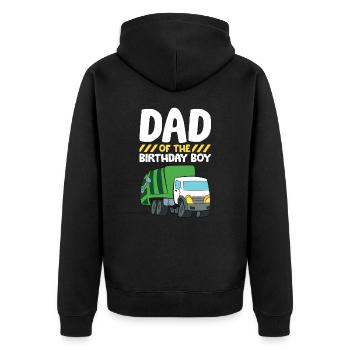 Dad Of The Birthday Boy Garbage Truck Birthday - Unisex Premium Organic Zip Hoodie - black - Back - Nico (187cm)