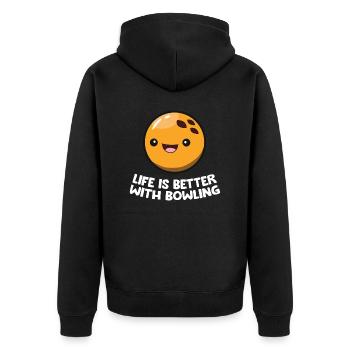 Life Is Better With Bowling - Unisex Premium Organic Zip Hoodie - black - Back - Nico (187cm)