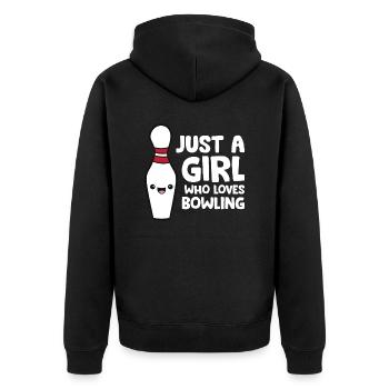 Juste une fille qui aime le bowling - Veste à capuche bio Premium Unisexe - noir - Dos - Nico (187cm)