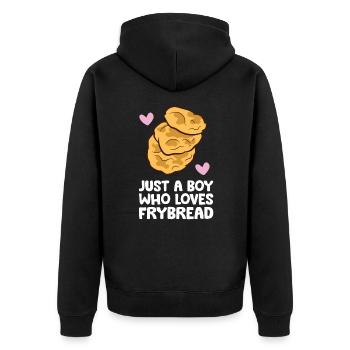 American Fry Bread Just a Boy Who Loves Frybread - Unisex Premium Organic Zip Hoodie - black - Back - Nico (187cm)