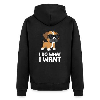 Boxer Dog Pet Boxer Dog I Do What I Want - Unisex Premium Organic Zip Hoodie - black - Back - Nico (187cm)