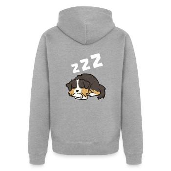 Schlafender Australischer Schäferhund - Unisex Premium Bio Zip Hoodie - Grau meliert - Hinten - Nico (187cm)