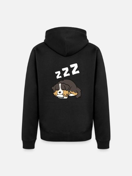 Australian Shepherd Aussie Dog Sleeping - Unisex Premium Organic Zip Hoodie - black