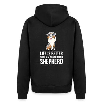 Aussie Dog Owner Life Is Better With An - Unisex Premium Organic Zip Hoodie - black - Back - Nico (187cm)