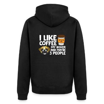 J’aime le café, mon boxer et peut-être 3 - Veste à capuche bio Premium Unisexe - noir - Dos - Nico (187cm)