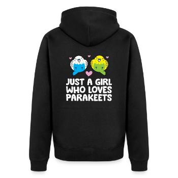 Just a Girl Who Loves Parakeets Budgie Bird - Unisex Premium Organic Zip Hoodie - black - Back - Nico (187cm)