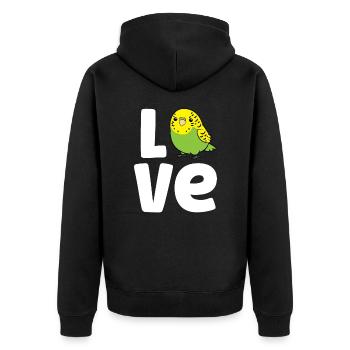 Budgie Bird Love Cute Budgerigar Parakeet Bird - Unisex Premium Organic Zip Hoodie - black - Back - Nico (187cm)