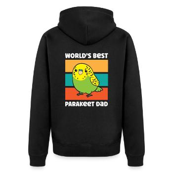 Parakeet Budgerigar Bird Papa Worlds Best - Unisex Premium Organic Zip Hoodie - black - Back - Nico (187cm)