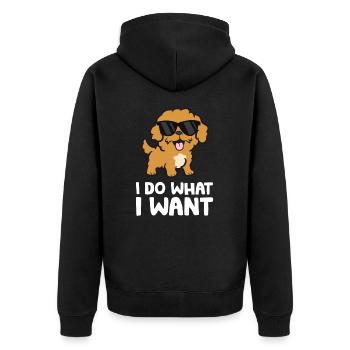 Cavoodle Dog I Do What I Want Funny Cavapoo - Unisex Premium Organic Zip Hoodie - black - Back - Nico (187cm)
