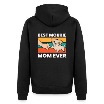 Beste Morkie-Mama aller Zeiten Haustier - Unisex Premium Bio Zip Hoodie - Schwarz - Hinten - Nico (187cm)