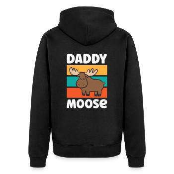 Papa-Elch Passend zum Elch Papa-Elch - Unisex Premium Bio Zip Hoodie - Schwarz - Hinten - Nico (187cm)