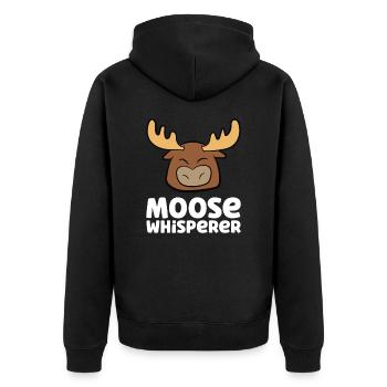 Moose Whisperer - Unisex Premium Organic Zip Hoodie - black - Back - Nico (187cm)