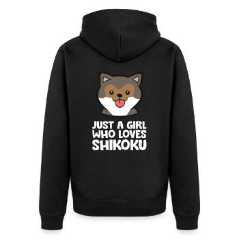 Just a Girl Who Loves Shikoku Dogs - Unisex Premium Organic Zip Hoodie - black - Back - Nico (187cm)